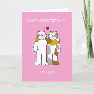 Happy Sweetest Day Cartoon Cats Kaart