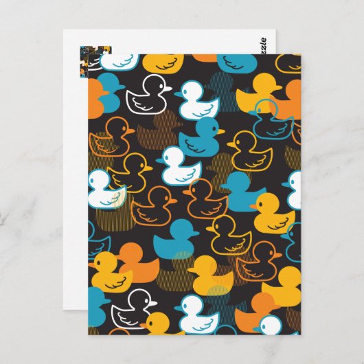 Happy Swimming a Paddling of Ducks Pattern Briefkaart (Voorkant / Achterkant)