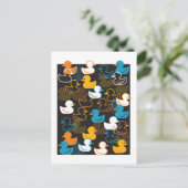 Happy Swimming a Paddling of Ducks Pattern Postcar Briefkaart (Staand voorkant)