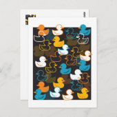 Happy Swimming a Paddling of Ducks Pattern Postcar Briefkaart (Voorkant / Achterkant)