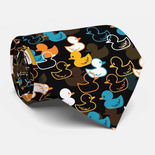 Happy Swimming a Paddling of Ducks Pattern Stropdas (Opgerold)