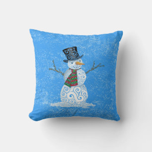 Happy Swirly Snowman Kussen