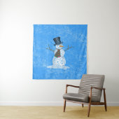 Happy Swirly Snowman Wandkleed (In situ)