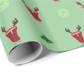 Happy T-Bone Steak Reindeerrode neus Kerstmis Cadeaupapier (Rol Hoek)
