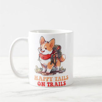 Happy Tails On Trails Funny Dog Trailing Camping L Koffiemok