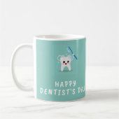 Happy tandarts dag witte tekst blauwgroen koffiemok (Links)