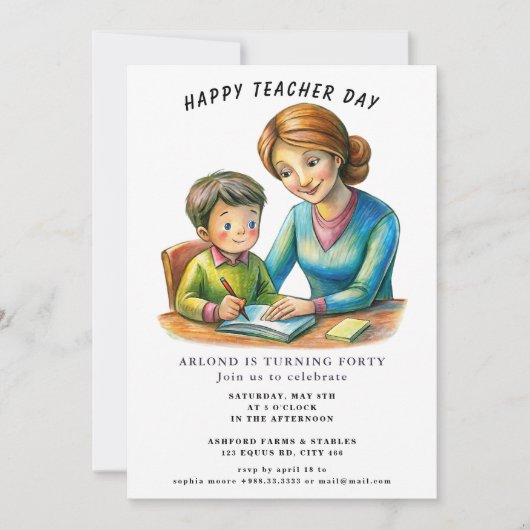 Happy Teacher Day Verjaardag Uitnodiging (Voorkant)