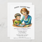 Happy Teacher Day Verjaardag Uitnodiging (Voorkant / Achterkant)