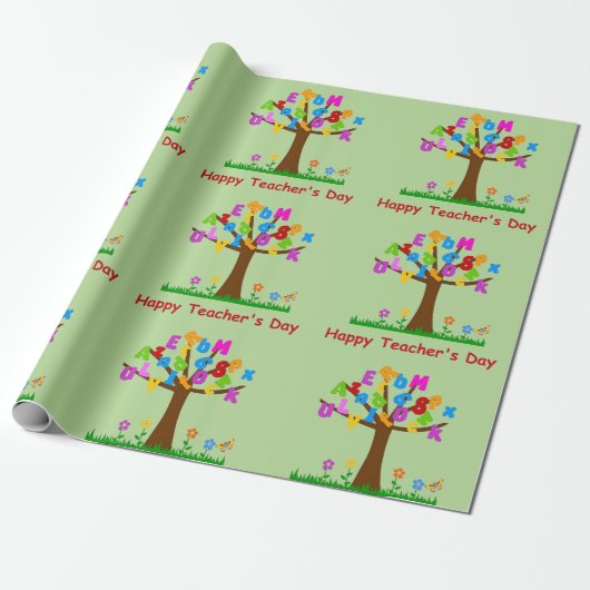 Happy Teachers Day Alphabet Tree Cadeaupapier (Uitgerold)