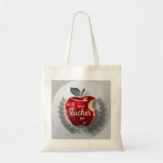 Happy Teachers Day Classy Red Apple Tote Bag (Voorkant)
