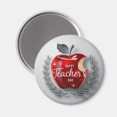 Happy Teachers Day Red Apple Magneet (Voorkant / Achterkant)