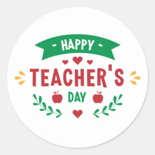 Happy Teacher's Day woordkunst Ronde Sticker