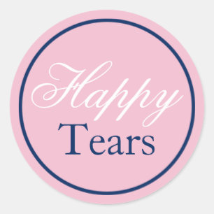 "Happy Tears" Wedding Sticker - Blush Pink/Navy