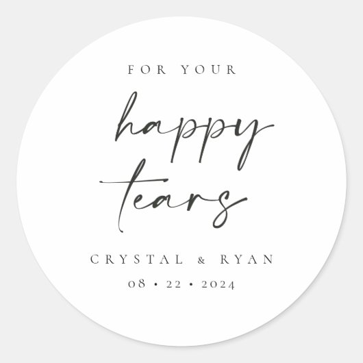 Happy Tears Wedding Tissues Favor Stickers (Voorkant)