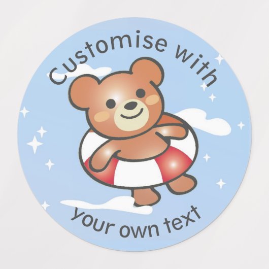Happy Teddy Summer Holiday Pool Float Custom Labels (Design 2)