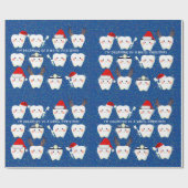 Happy Teeth and Snow Blue Kerstmis Cadeaupapier (Vlak)