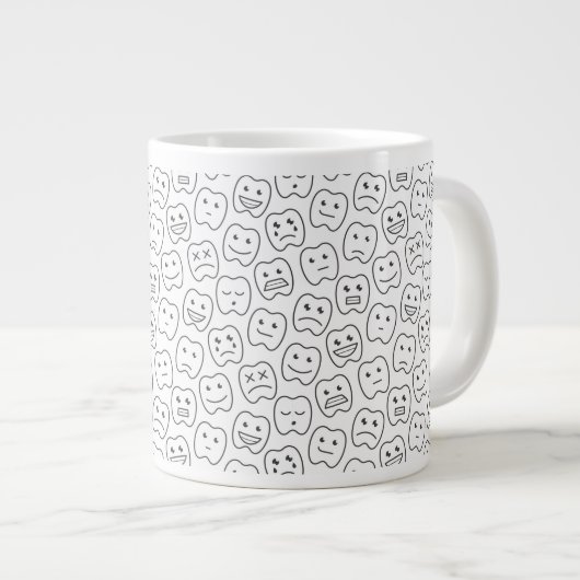 Happy Teeth Pattern Extra Grote Beker (Voorkant rechts)