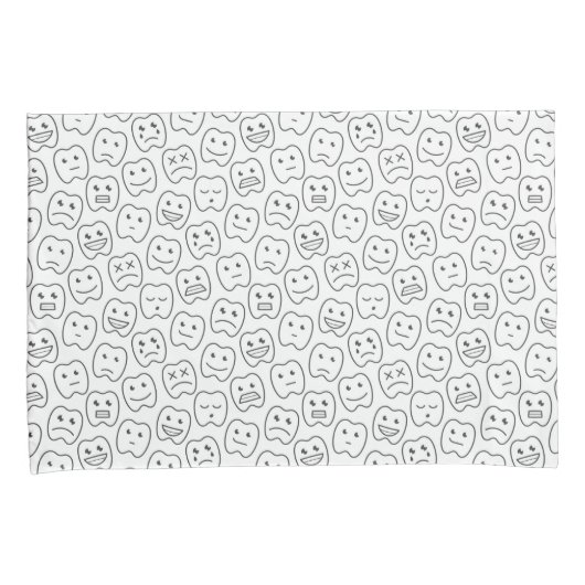 Happy Teeth Pattern Kussensloop (Voorkant-Rechts)