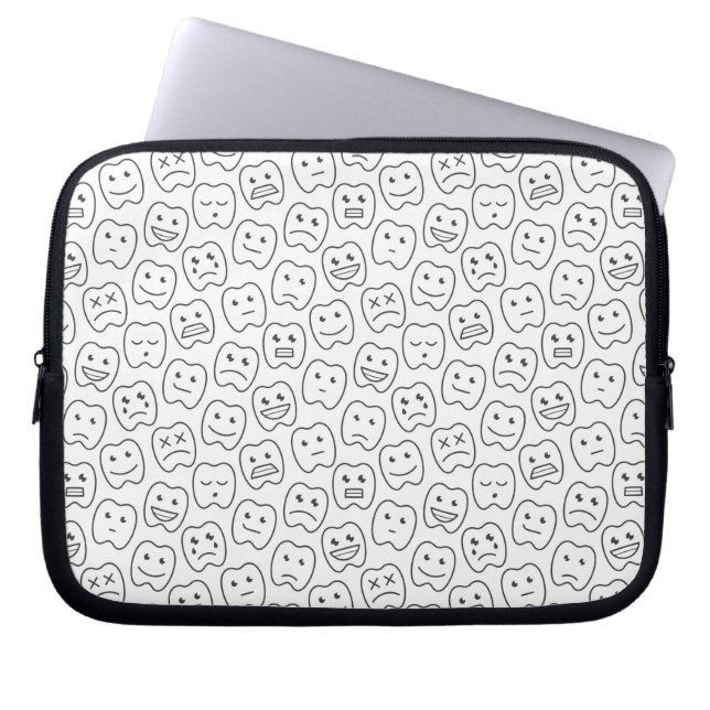 Happy Teeth Pattern Laptop Sleeve (Voorkant)