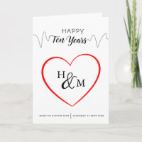 Happy Ten Years Elegant Monogram Hart Jubileum