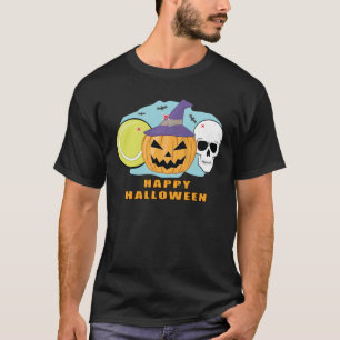 Happy Tennis Halloween - Spooky Skull en Pumpkin T-shirt