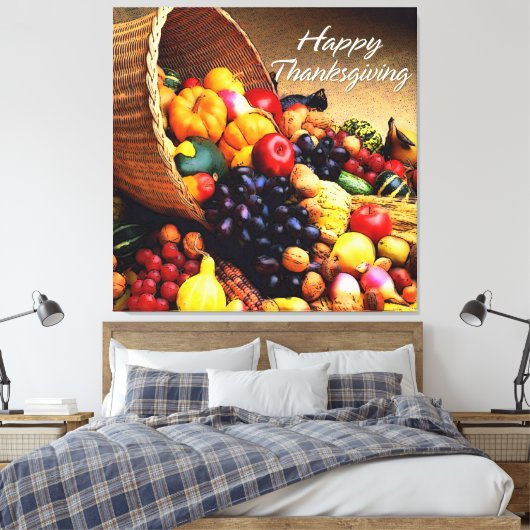 Happy Thanksgiving 12 Stretched Canvas Print (Insitu (Slaapkamer))