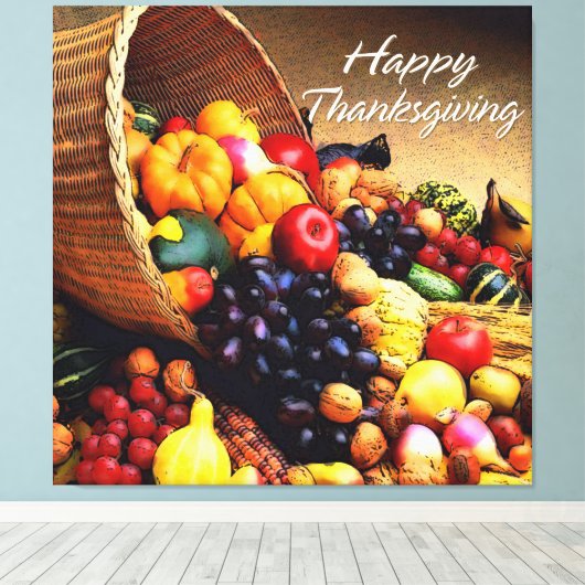 Happy Thanksgiving 12 Stretched Canvas Print (Insitu (Houten vloer))