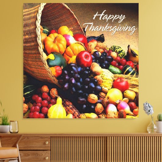 Happy Thanksgiving 12 Stretched Canvas Print (Insitu (Woonkamer))