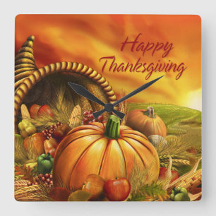 Happy Thanksgiving 2 wandklokken en numerieke opti Vierkante Klok