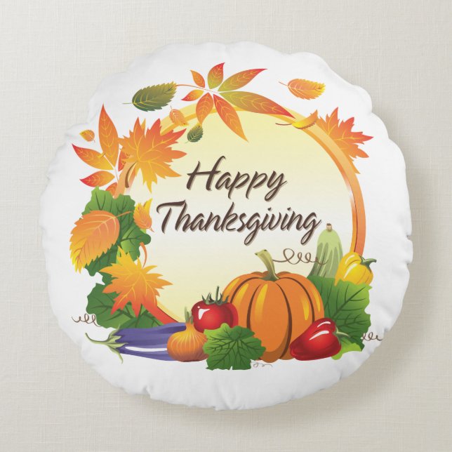 Happy Thanksgiving 5A ronde Kussens (Voorkant)