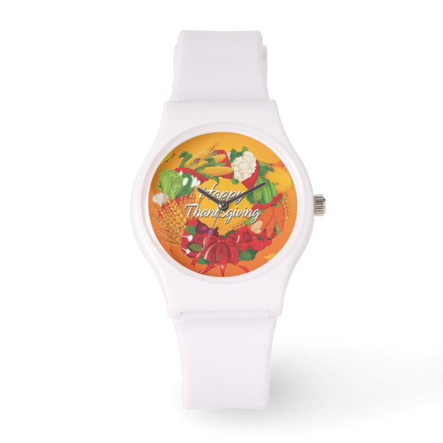 Happy Thanksgiving 6 Horloge- en Nummeropties Horloge (Voorkant)