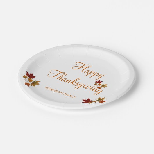 Happy Thanksgiving aangepaste familienaam Papieren Bordje (Gekanteld)