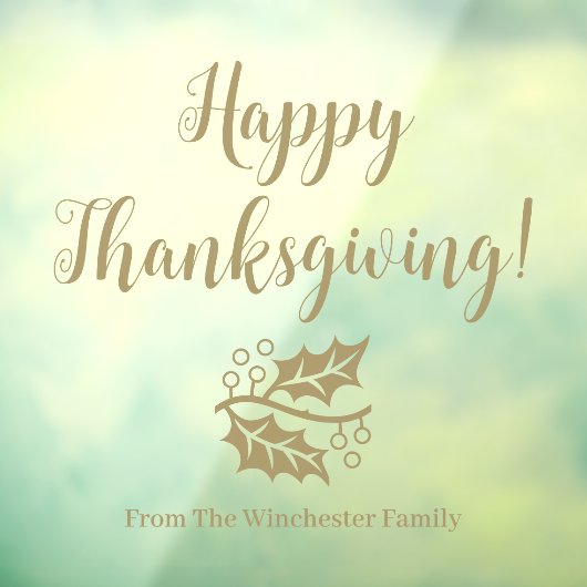 Happy Thanksgiving aangepaste goudscriptblades Raamsticker (Vel 3)