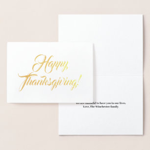 Happy Thanksgiving aangepaste scriptnaam elegant Folie Kaarten