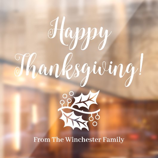 Happy Thanksgiving aangepaste witte scriptblades Raamsticker (Vel 2)