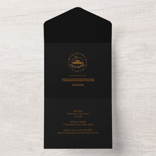 Happy Thanksgiving All In One Uitnodiging (Binnen)