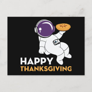 Happy Thanksgiving Astronaut Pompoen Pie Grappig Feestdagenkaart