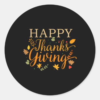 Happy Thanksgiving Autumn Fall Leaves For Holiday  Ronde Sticker