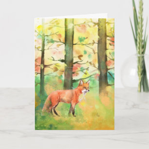 Happy Thanksgiving Autumn Forest Fox Animal Art Ho Feestdagen Kaart