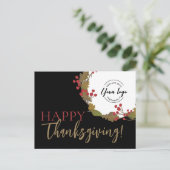 Happy Thanksgiving Autumn Krans Business logo Feestdagenkaart (Staand voorkant)
