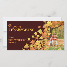 Happy Thanksgiving Autumn Leaves Foto begroeting Feestdagenkaart