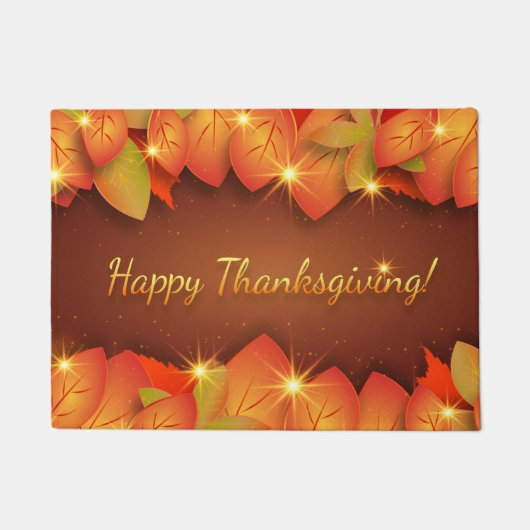 Happy Thanksgiving Autumn Leaves Holiday Deurmat (Voorkant)