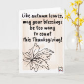 Happy Thanksgiving Autumn Leaves  Kaart (Gele Bloem)