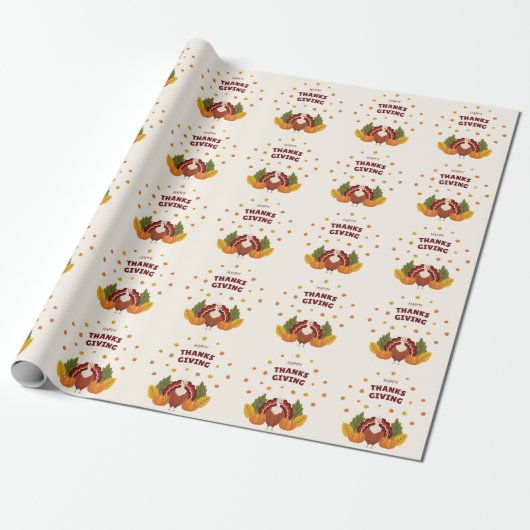 Happy Thanksgiving Autumn Pumpkin Cadeaupapier (Uitgerold)