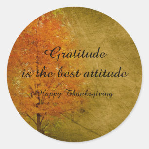 Happy Thanksgiving Autumn Tree Golden Gratitude Ronde Sticker