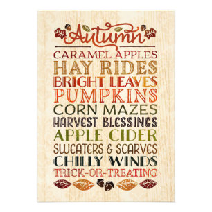 Happy Thanksgiving Beschrijvende woorden herfst Foto Afdruk