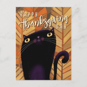 Happy Thanksgiving Black Cat Autumn Herfst Briefkaart