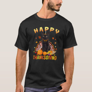 Happy Thanksgiving Black Cat Turkey Pilgrim Pet X T-shirt