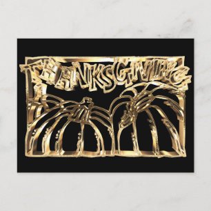 Happy Thanksgiving Black Gold Typography Pumpkin Feestdagenkaart