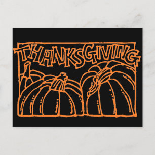 Happy Thanksgiving Black Oranje Typography Pumpkin Feestdagenkaart